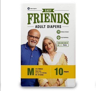 

Friends Easy Adult Diapers Medium Size- 28-44 inches, 10 pcs/Pack, (Pack of 6) Adult Diapers - M(60 Pieces)