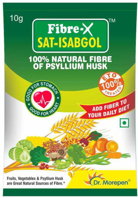 

Dr. Morepen Fibre-X Sat Isabgol Husk Psyllium 10 gms. Pack of 12 Powder(10 g, Pack of 12)