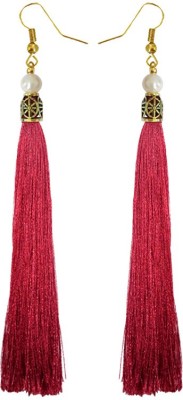 rich & famous Fancy Maroon Long Tassel Earring Metal Tassel Earring