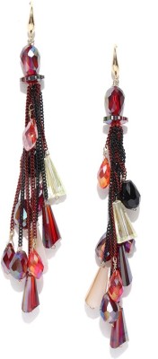 Jewels Galaxy Luxuria Multicolor Gold-plated Onyx, Crystal Copper Drops & Danglers