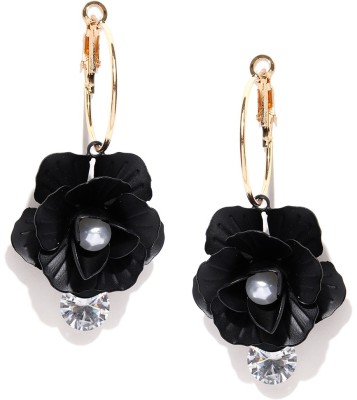 Jewels Galaxy Luxuria Black Gold-plated Cubic Zirconia, Pearl Copper Drops & Danglers