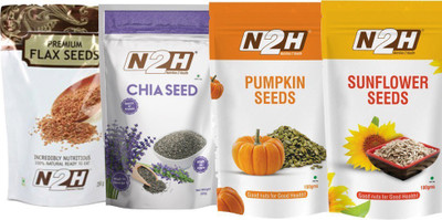 

N2H Brown Flax Seeds, Chia Seeds, Sunflower Seeds, Pumpkin Seeds(650 g, Pack of 4)