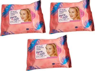 

CartKing FACIAL/FACE TISSUES -Wet-MAKEUP REMOVER-Soft -Tissue Paper Face Cleanser/Cleaning Wipes For Women & Girls-Pink-PackOf3(Pack of 75)