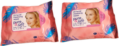

CartKing FACIAL/FACE TISSUES -Wet-MAKEUP REMOVER-Soft -Tissue Paper Face Cleanser/Cleaning Wipes For Women & Girls-Pink-PackOf2(Pack of 50)