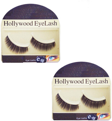 

sweetpea Imported Black Natural Thick Long False Eyelashes with Adhesive (Set of 2 Pair) (008)(Pack of 2)