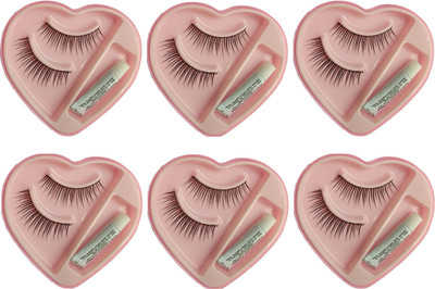 

CartKing False-Fake Eyelashes With Glue Set Natural (6)(Pack of 6)