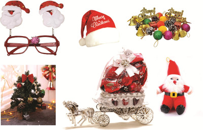 

Skylofts 10pc Horse Chocolate Decoration Christmas Combo with Santa Soft Toy, Goggles,1 feet Christmas Tree,Hat Combo(90gms)