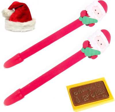 

Ghasitaram Gifts Christmas hampers-Set of 2 Santa Pens with Christmas Chocolate Bar Combo(4)