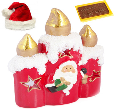 

Ghasitaram Gifts Christmas hampers-Santa T-Lite Candle Stand with Christmas Chocolate Bar Combo(3)