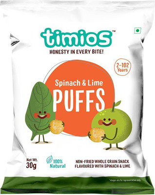 

timios Spinach And Lime Puffs | Healthy Snack for Kids | Nutritious and Ready to Eat for Children 2+ Years Pack of 8 Combo(240gms)