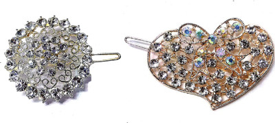 

Proplady Partywear Combo (Pack of 2) Rhinestones Stud Gold & Silver Hair Clips|Wedding Hair Accessories|Hair Back Pins for Girls & Women Hair Clip, Back Pin, Hair Pin, Bun Clip, Hair Claw, Hair Accessory Set(Silver, Gold)