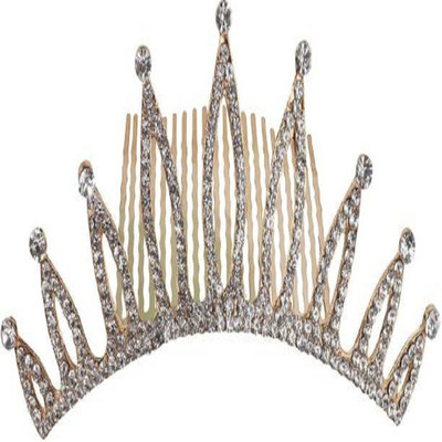 

NERR Princess Pride Copper Color Rhinestone Kundan Crown Hair Comb Hair Clip(Gold)