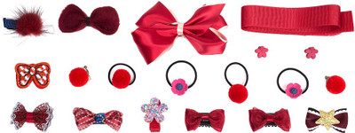 

Golden Peacock Red Girl Hair Accessory Set of 18 pcs Hair Accessory Set(Red)