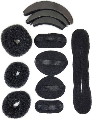 

A J DISTRIBUTORS Combo Of 11 pcs (3 Donut+ Hair Base+ Hair Puff set+ Tic-Tac Hair Base+1 Banana Donut), Hair Accessories Hair Accessory Set Hair Accessory Set (Black) Hair Accessory Set(Black)