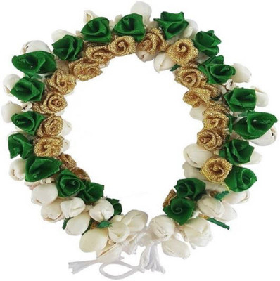 

Param Hair Gajra For Girls Party Use, Green Bun Hair Band(Green, White)