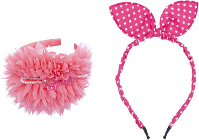 

Chooz Designer Studio Ears Head Band and Ribbons Hair Band (Pack of 2) Head Band(Pink)