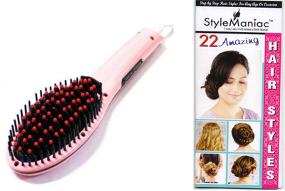 

Style Maniac H_QT-906 Anion Hair Care with LCD Hair Straightening Brush for Women Fast Natural Straight Hair Styling,Digital Electric Heated Brush With Hair Style Booklet.