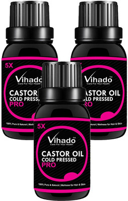 

VIHADO 5X PRO Cold Pressed 100% Pure Castor Oil (20 ml) (PACK OF 3) Hair Oil(20 ml)