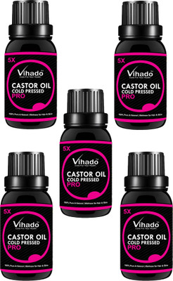 

VIHADO 5X PRO Pure Castor Oil (ColdPressed) For Hair, Eyelashes, Body, Skin Care Hair Oil (20 ml) (pack of 5) Hair Oil(20 ml)