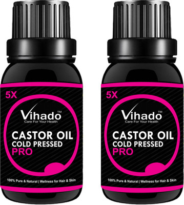 

VIHADO 5X PRO Cold-Pressed 100% Pure Castor Oil Hair Oil (20 ml) (Pack of 2) Hair Oil(20 ml)