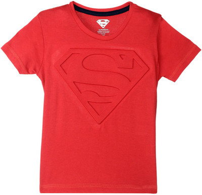 Superman By Kidsville Boys Printed Cotton Blend Regular T Shirt(Red, Pack of 1)