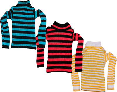 IndiWeaves Girls Casual Pure Wool Sweater Top(Multicolor, Pack of 3)