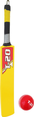 Jaspo T-20 Wooden Cricket Ball with Wooden Bat(Size-5)(Wooden Bat,1 T-20 Ball)(YELLOW) Cricket Kit