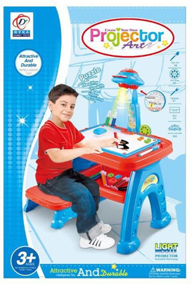 

SAWAN SHOPPING MART Projector Learning Desk and Easel with Stool for kids Multi-Function Kids Educational Desk Table (Multicolor)(Multicolor)