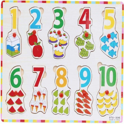 

Nabhya Wooden Capital Numbers Tray with Picture with Knobs(Multicolor)
