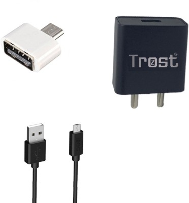 TROST Wall Charger Accessory Combo for Realme 2, Realme C1, Realme 2 Pro(Black)