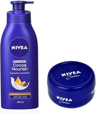 

Nivea 1 CREME 100ML+1 COCOA NOURISH OIL IN LOTION 400ML(400 ml)