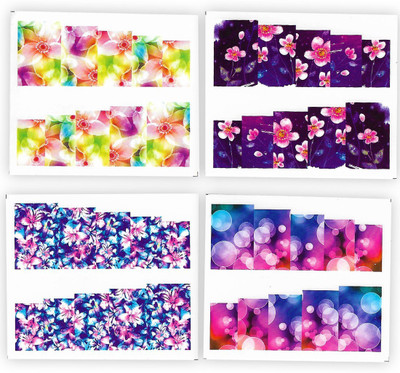 

STZ 4 Sheets of Water Transfer Flowers Nail Art Stickers(Multicolor)