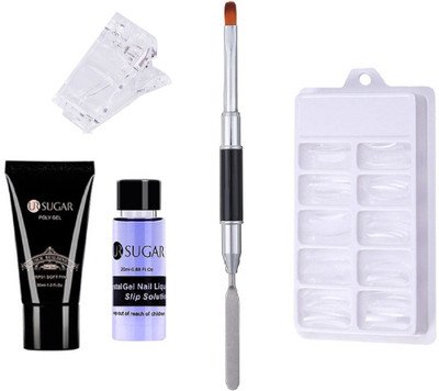 

Sugar 5 in 1 Quick Poly Gel Slip Solution False Mold Brush Tips Clip Nails Extension Kit(Pink)