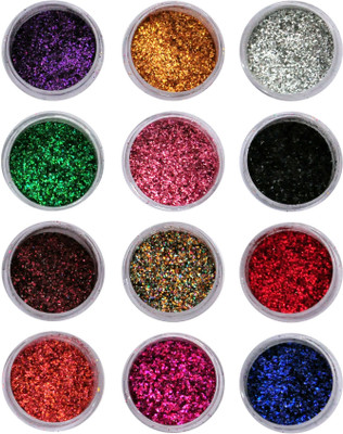 

Vozwa Beautiful Sparkles Nail Art Glitter Powder 12 Pcs (Multicolor)(Multi)
