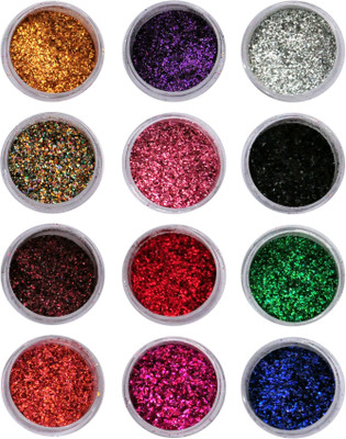 

Vozwa Colourful Sparkles Amazing Nail Art Glitter Powder 12 Pcs (Multicolor)(Multi)