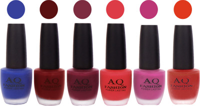 AQ Fashion Gel Velvet Matte Nail polish combo 6953 Multicolor(Pack of 6)