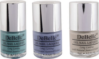 

DeBelle Gel Nail Polish Combo of 3 (Purple, Teal Green, Nude) Blueberry Bliss, Tahiti Teal, Natural Blush(Pack of 3)
