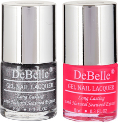 

DeBelle Gel Nail Lacquer 8 ml pack of 2 Grey Glitteratti , Fuschia Rose(Pack of 2)