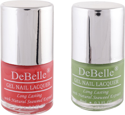 

DeBelle Gel Nail Lacquer 8 ml each Kit of 2 (Mystique Green & Princess Belle’) (Pastel Green & Coral orange) Mystique Green , Princess Belle’(Pack of 2)