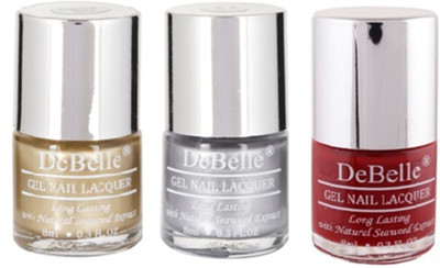 

DeBelle Natural Nail Polish Combo Set of 3 (Metallic Bright Gold,Metallic Silver,Maroon)(Pack of 3)