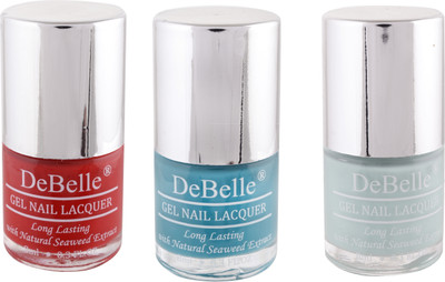 

DeBelle Gel Nail Lacquer 8 ml each Kit of 3 Red, Turquoise blue & Mint blue(Pack of 3)