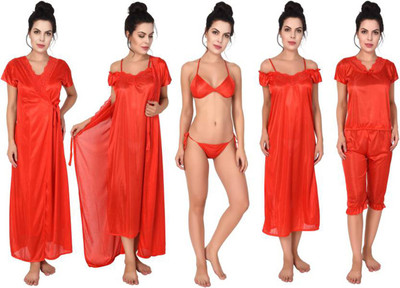 ShopyBucket Women Nighty Set(Red)