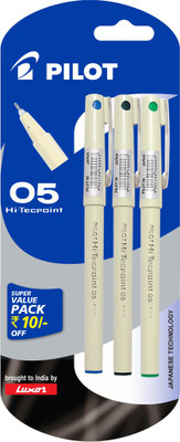 

Pilot Hi-Techpoint 05 (1Blue + 1Black + 1Green) Roller Ball Pen(Pack of 3)