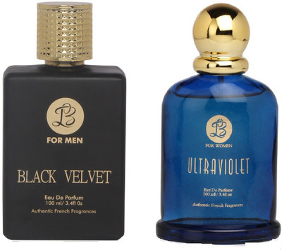 

Lyla Blanc Mens BLACK VELVET & Womens ULTRA VOILENT - (Set of 2 Perfume for Couple) (100ml each) Eau de Parfum - 100 ml(For Men & Women)