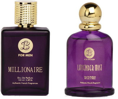 

Lyla Blanc Mens MILLIONAIRE & Womens LAVENDER MIST - (Set of 2 Perfume for Couple) (100ml each) Eau de Parfum - 100 ml(For Men & Women)