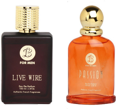 Lyla Blanc Mens LIVE WIRE & Womens PASSION - (Set of 2 Perfume for Couple) (100ml each) Eau de Parfum - 100 ml(For Men & Women)