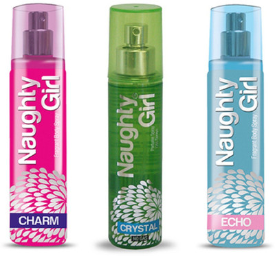 

Naughty Girl CHARM, CRYSTAL & ECHO Perfume Spray for Women- (Set of 3) (135ml each) Perfume - 135 ml(For Women)