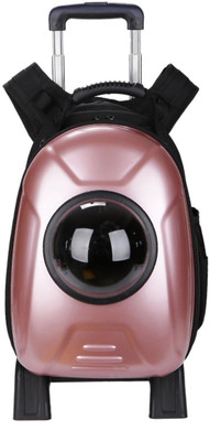 

SRI 2 In 1 Lightweight Stroller Trolley Backpack Capsule Cat Puppy Carrier For Traveling Hiking Camping Rose Airline Pet Carrier(Suitable For Cat)