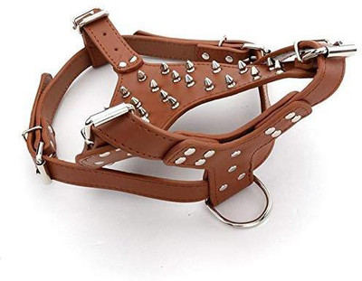 

SRI High Quality Adjustable Spiked Studded Chest Harness Rivets Leather Pet Dog Walking Collar & Medium & Larger &  Dog Standard Harness(, Brown