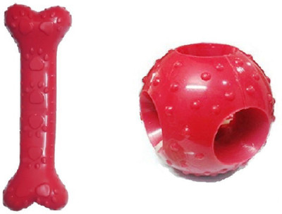 

Goofy Tails Large Rubber Bone & Hole Ball Rubber Chew Toy, Bone, Ball For Dog